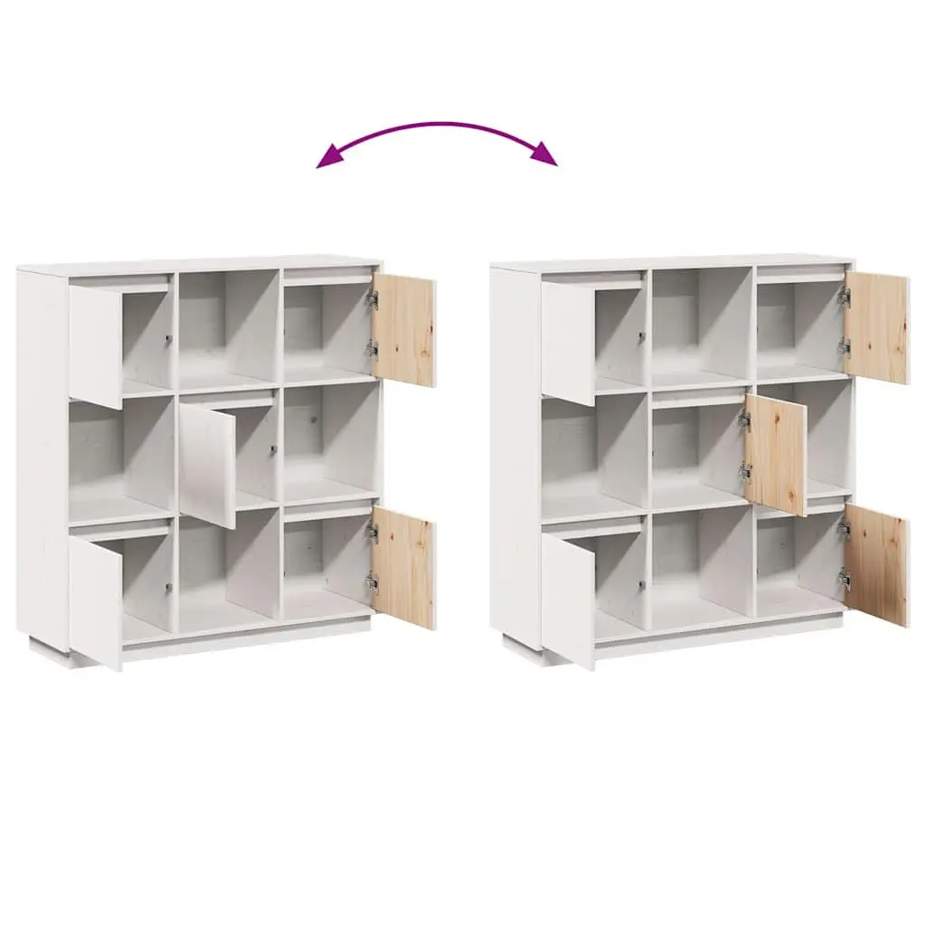 Highboard Cabinet Storage 5-Door 1105x350x1170mm White Solid Pine Wood