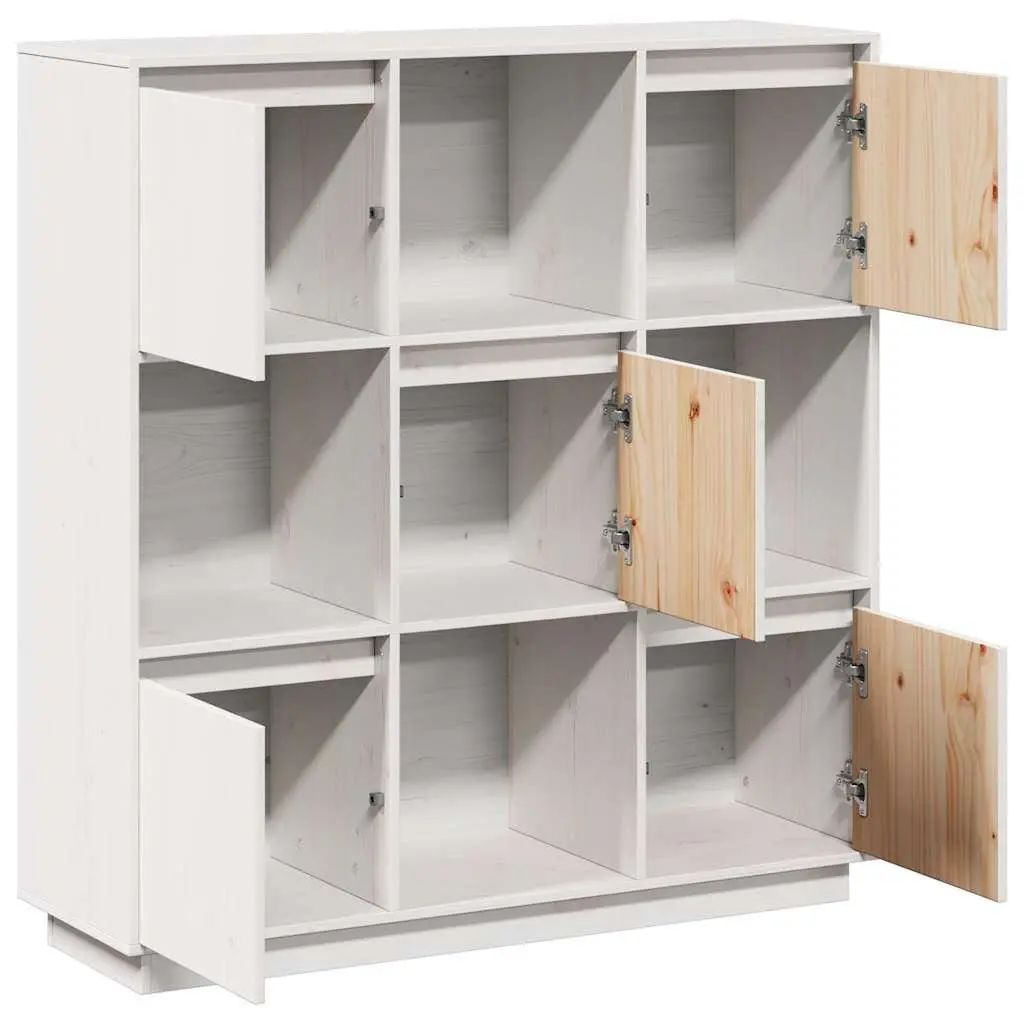 Highboard Cabinet Storage 5-Door 1105x350x1170mm White Solid Pine Wood