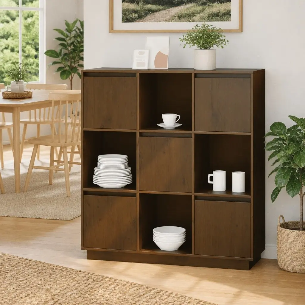 Solid Pine Highboard with Ample Storage Space