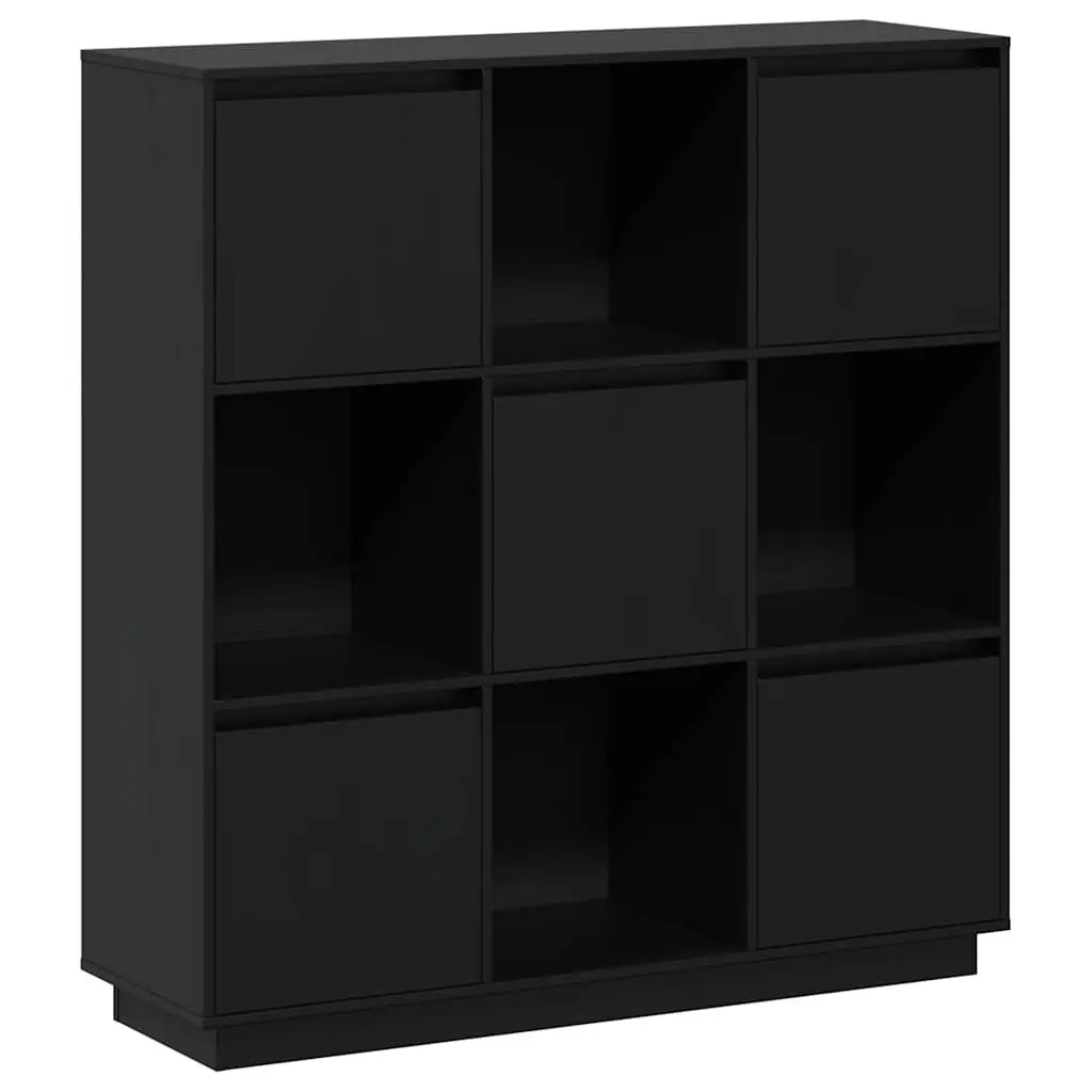 Highboard Storage Cabinet 110.5x35x117 cm Solid Wood 5 Doors Black