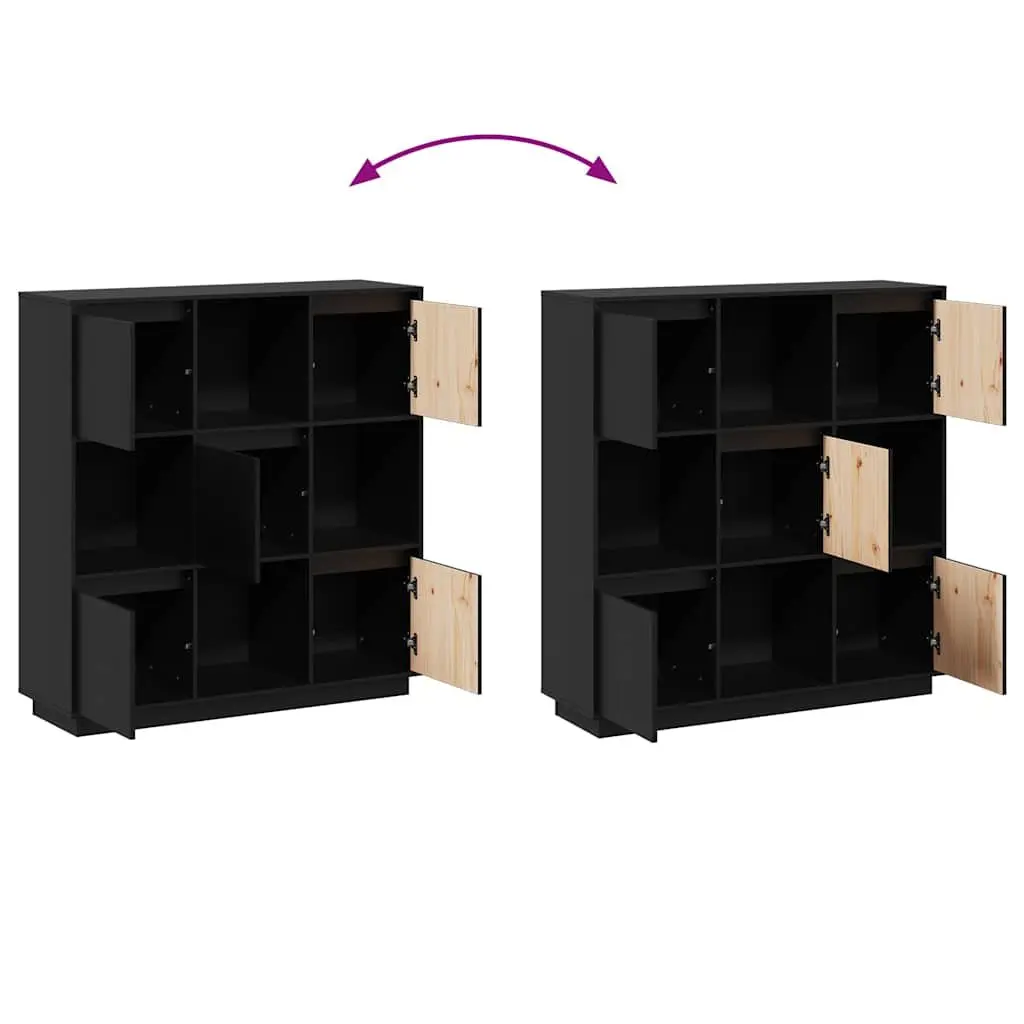 Highboard Storage Cabinet 110.5x35x117 cm Solid Wood 5 Doors Black