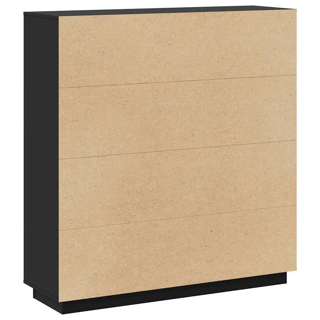 Highboard Storage Cabinet 110.5x35x117 cm Solid Wood 5 Doors Black