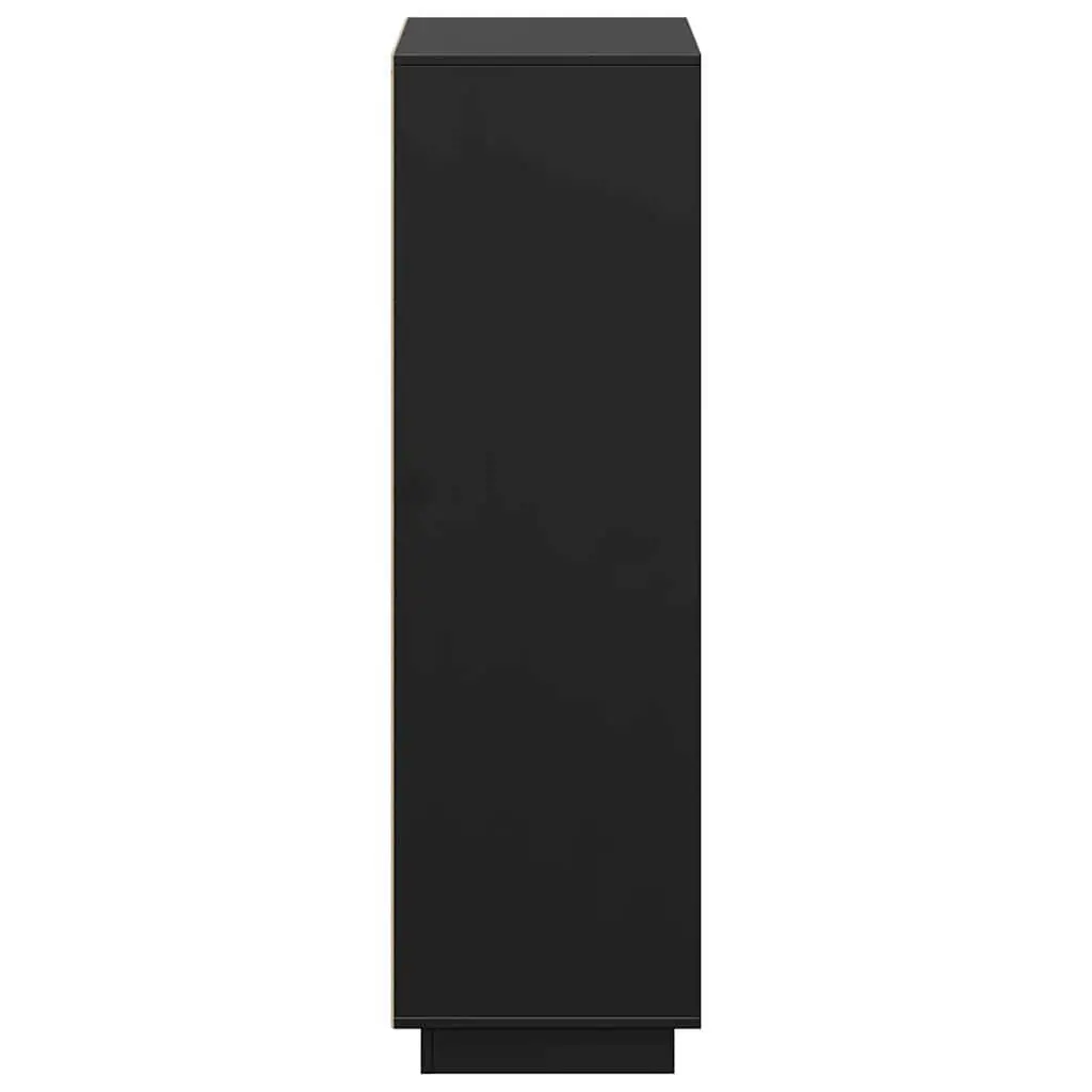 Highboard Storage Cabinet 110.5x35x117 cm Solid Wood 5 Doors Black