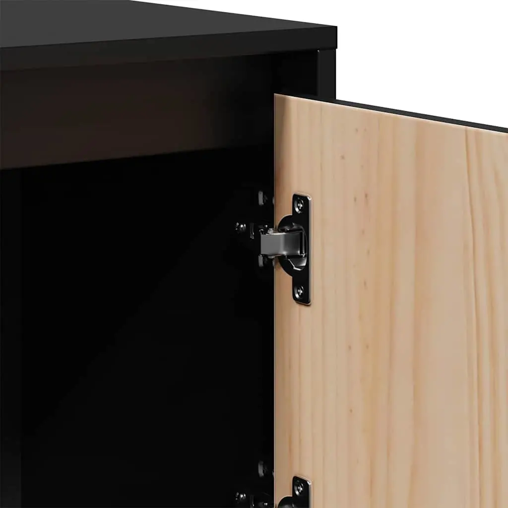 Highboard Storage Cabinet 110.5x35x117 cm Solid Wood 5 Doors Black