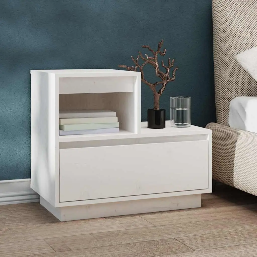 Bedside Cabinets 2 pcs White 60x34x51 cm Solid Pine Wood Storage Nightstand