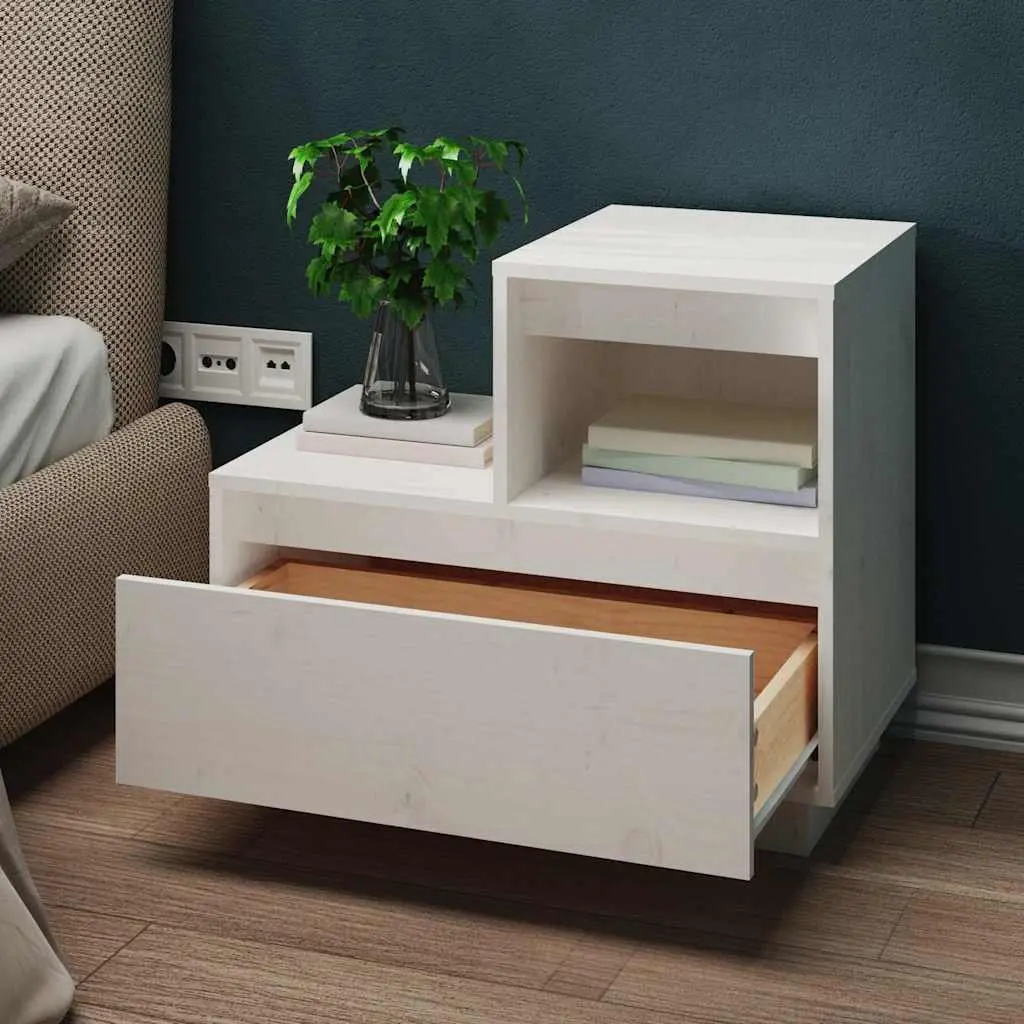 Bedside Cabinets 2 pcs White 60x34x51 cm Solid Pine Wood Storage Nightstand