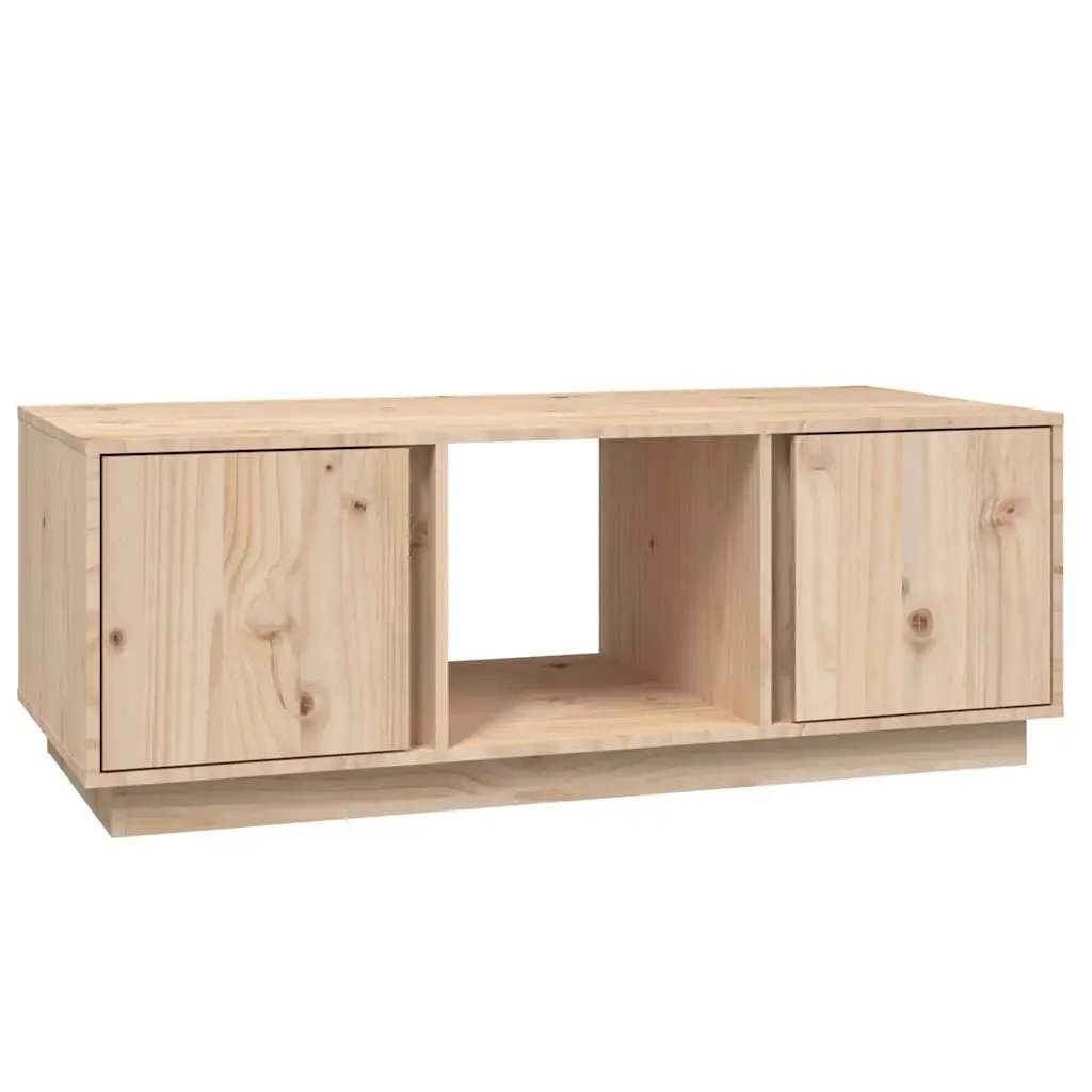 Coffee Table 110x50x40cm Solid Pine Wood Storage Compartments Doors Brown