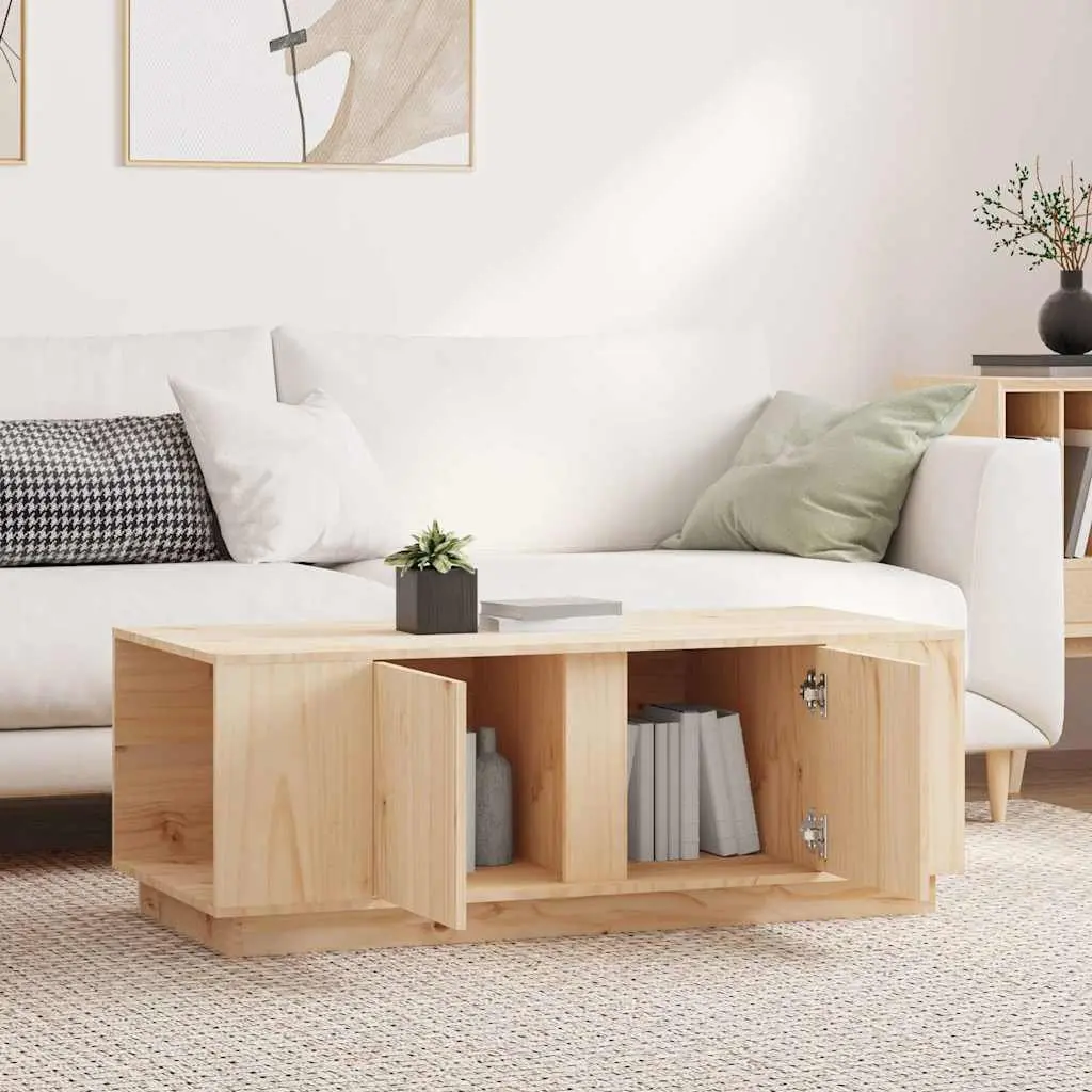 Coffee Table Solid Pine Wood Brown Storage Compartment 110 x 50 x 40 cm
