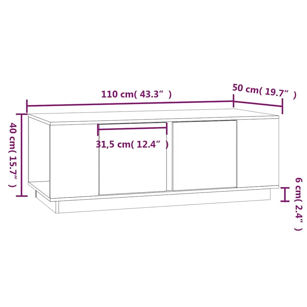 Coffee Table Solid Pine Wood Brown Storage Compartment 110 x 50 x 40 cm