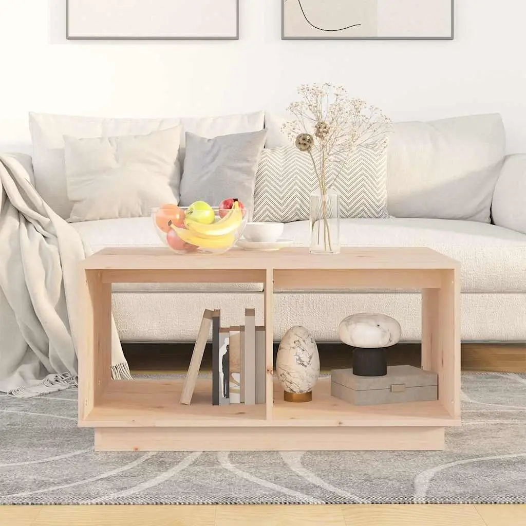 Coffee Table Storage Compartments 80x50x40 cm Solid Pine Wood Brown