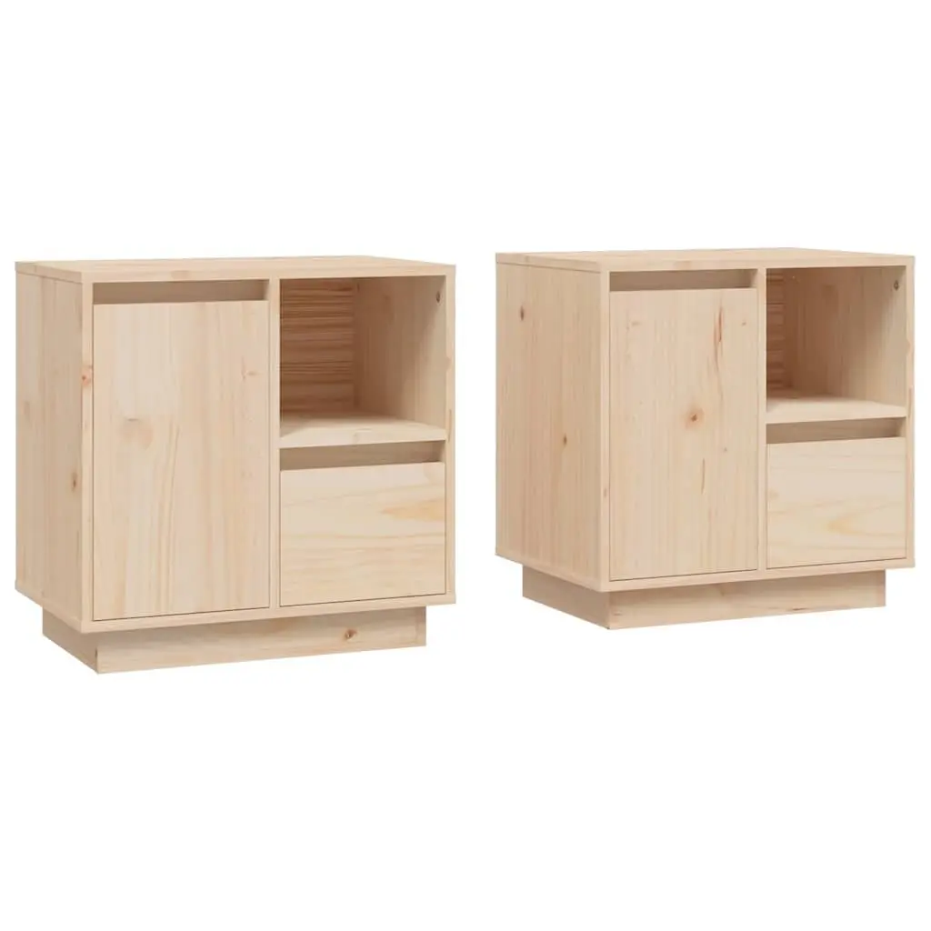 Bedside Cabinets Solid Wood Storage Nightstand Side Table 50 x 34 x 50 cm Brown 2 Piece