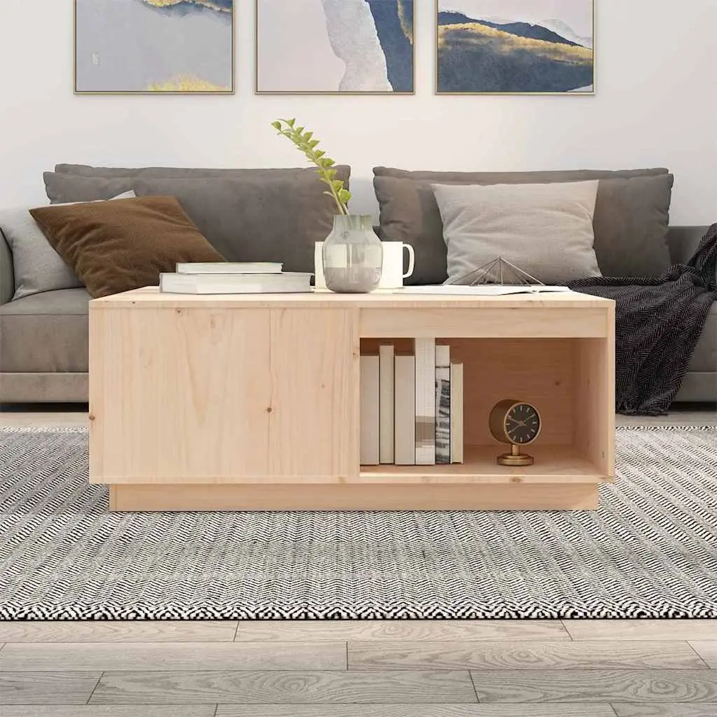 Coffee Table Storage 100x101x40.5cm Brown Solid Pine Wood