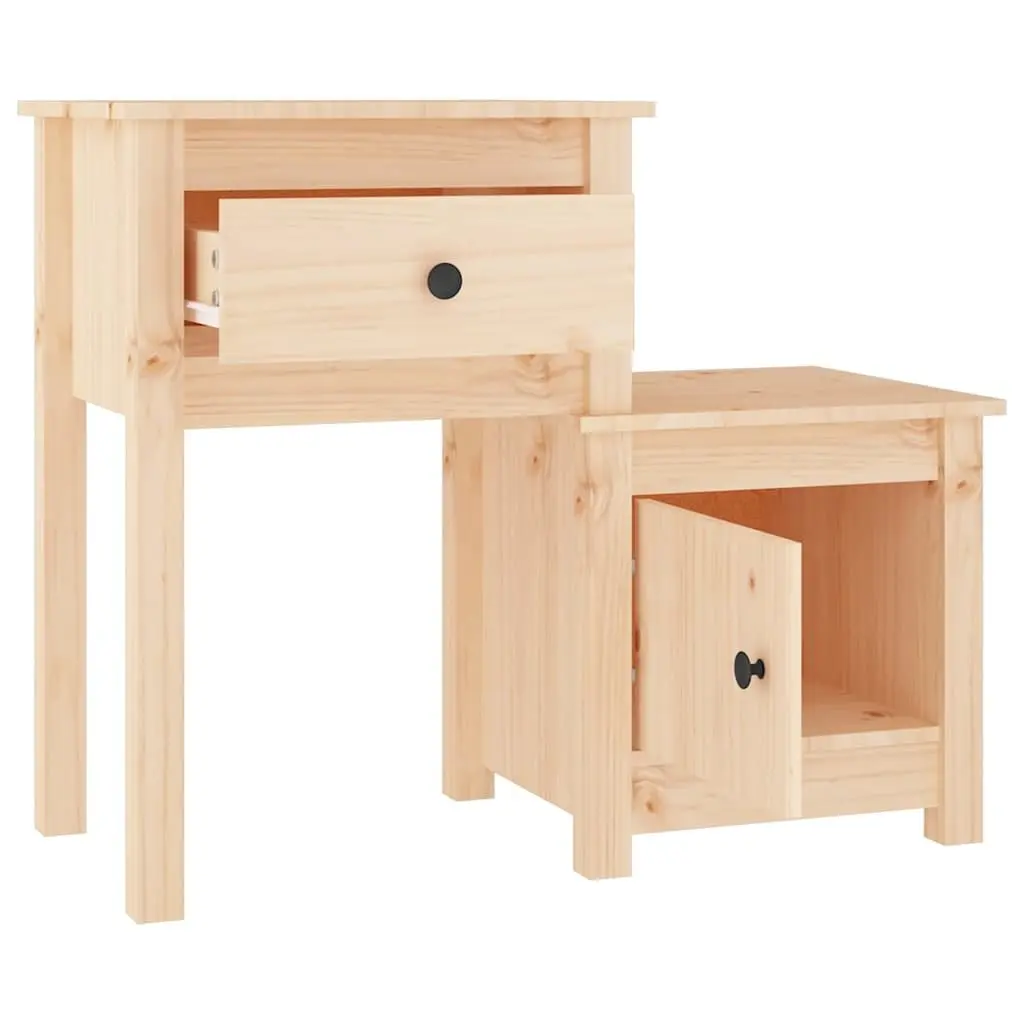 Bedside Cabinet 79.5x38x65.5 cm Solid Wood Pine Storage Nightstand Drawer Door