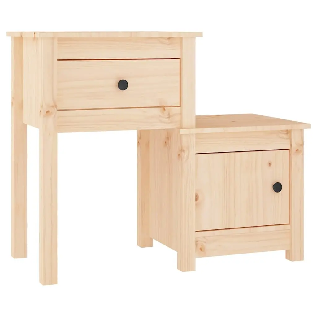 Bedside Cabinets Solid Wood Pine Nightstand Storage Drawer Door 79.5 x 38 x 65.5 cm Brown 2 Piece