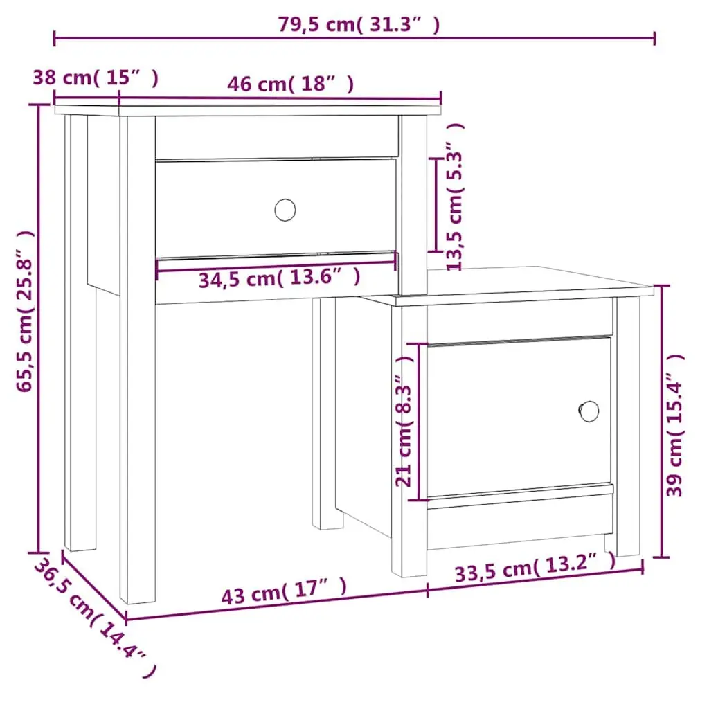 Bedside Cabinets Solid Wood Pine Nightstand Storage Drawer Door 79.5 x 38 x 65.5 cm Brown 2 Piece