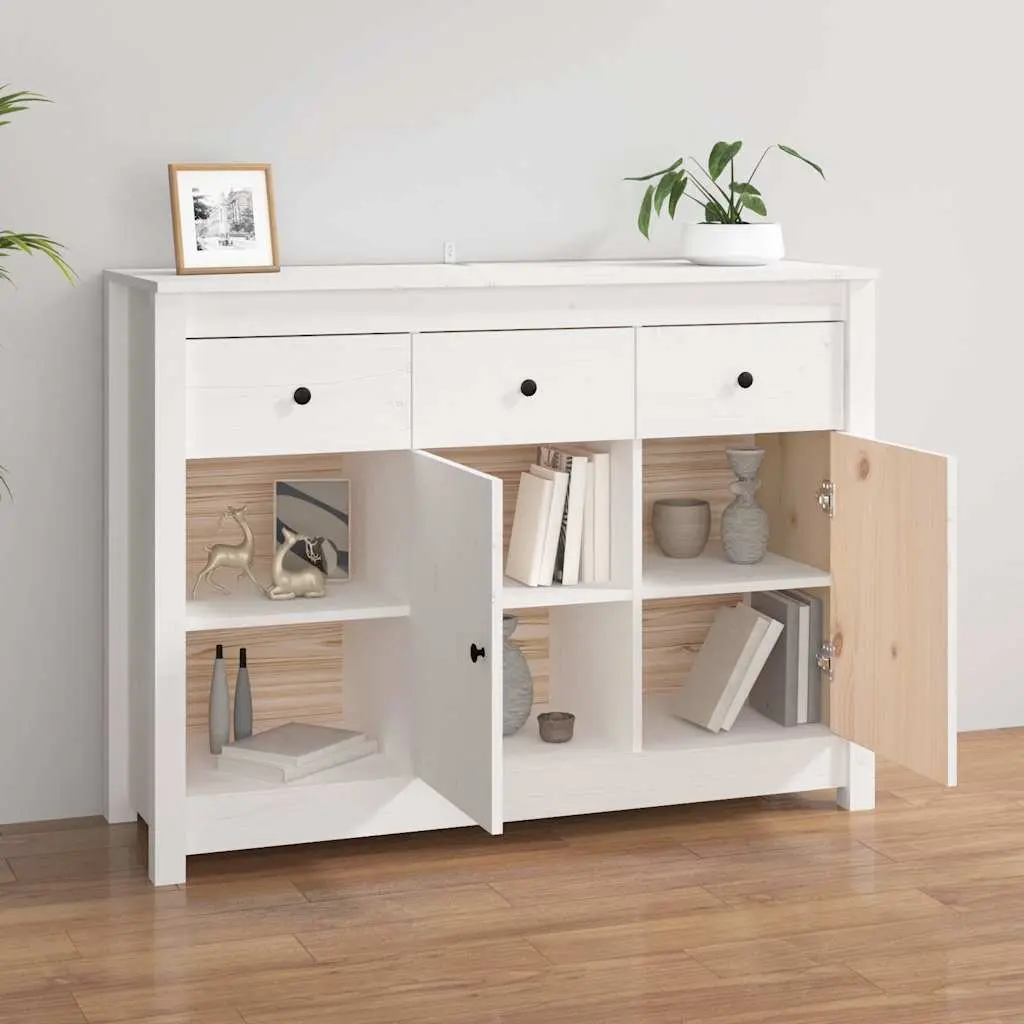 Wooden Sideboard White Storage Cabinet 3 Drawers 6 Compartments Living Room