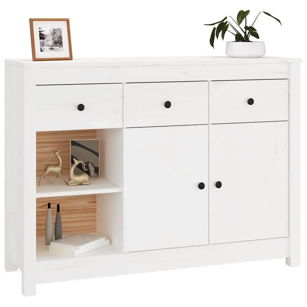 Wooden Sideboard White Storage Cabinet 3 Drawers 6 Compartments Living Room