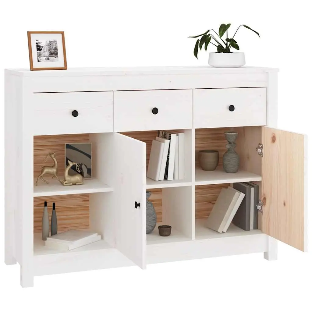 Wooden Sideboard White Storage Cabinet 3 Drawers 6 Compartments Living Room