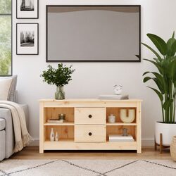 TV Cabinet 103x36.5x52 cm Solid Pine Wood Brown Furniture Storage Unit Drawers