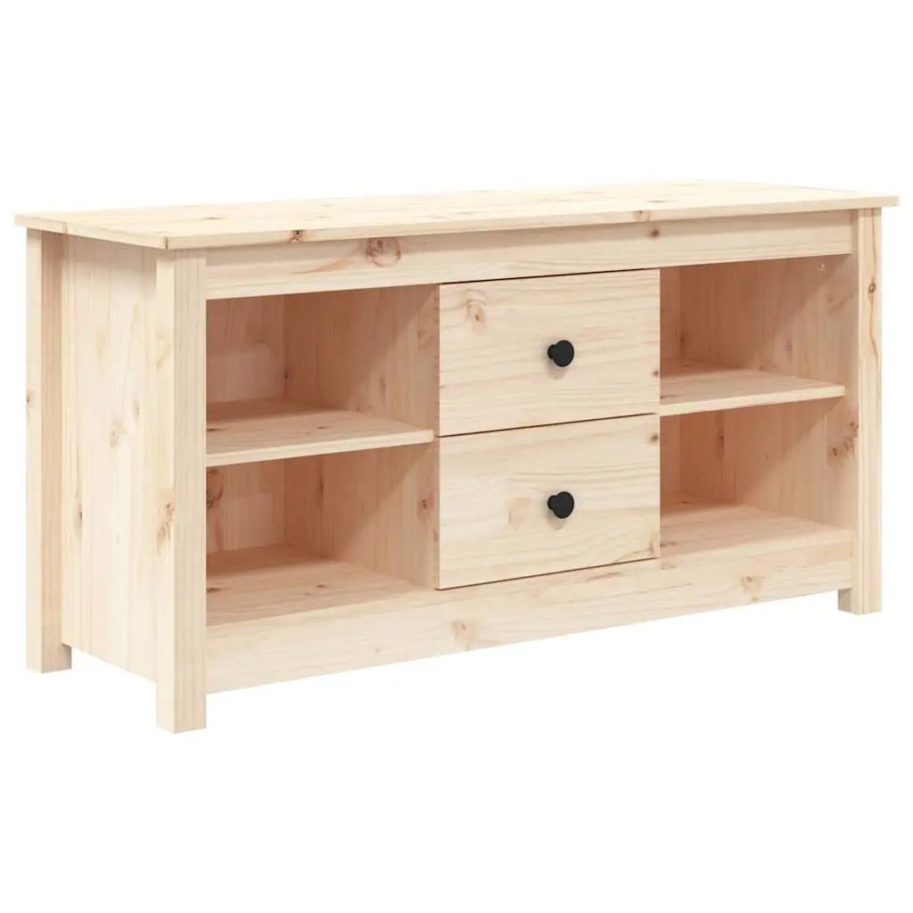 TV Cabinet 103x36.5x52 cm Solid Pine Wood Brown Furniture Storage Unit Drawers