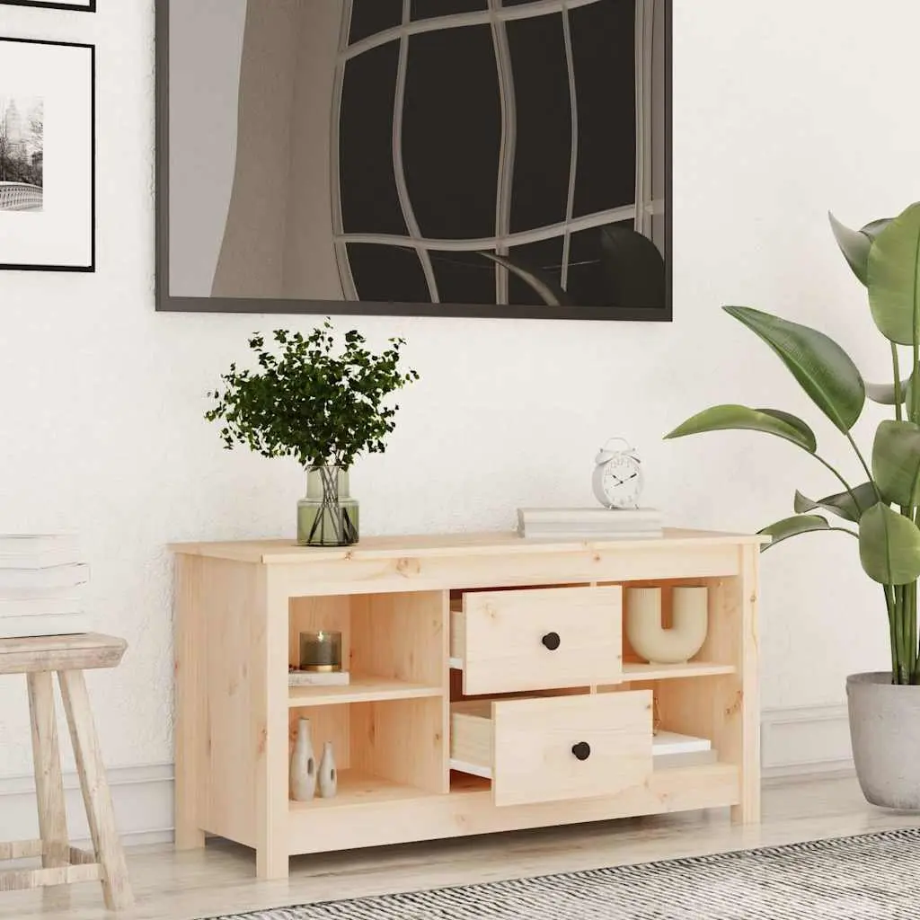 TV Cabinet 103x36.5x52 cm Solid Pine Wood Brown Furniture Storage Unit Drawers
