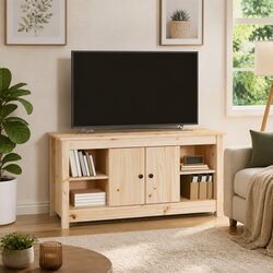 TV Cabinet 103x36.5x52 cm Wooden Storage Unit with Doors Open Shelves Brown