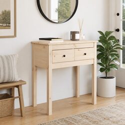Console Table 70x35x75 cm Solid Wood Pine 2 Drawers Entryway Accent Side Table