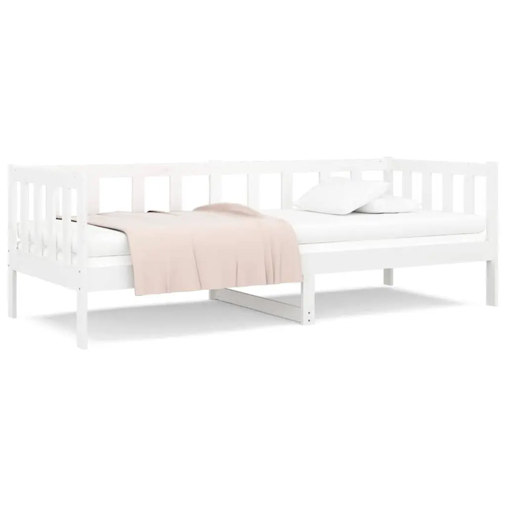 Day Bed Single White 90x190 cm Solid Pine Wood Frame Slatted Base
