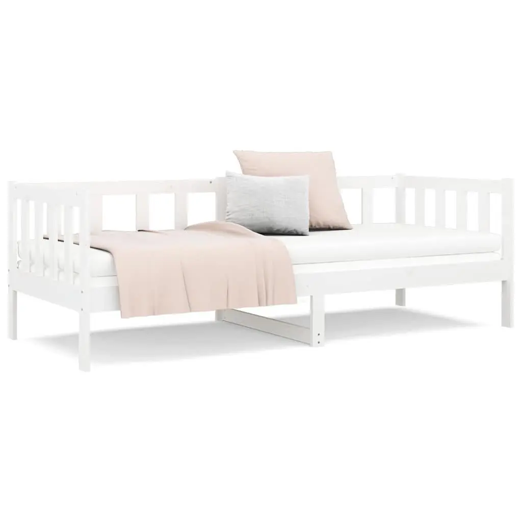 Day Bed Single White 90x190 cm Solid Pine Wood Frame Slatted Base