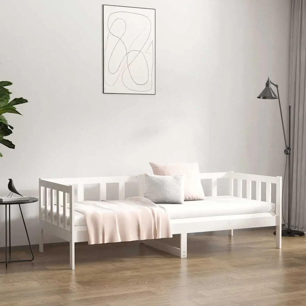 Day Bed Single White 90x190 cm Solid Pine Wood Frame Slatted Base