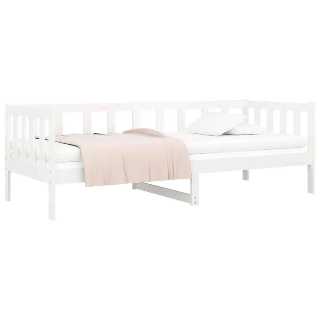 Day Bed Single White 90x190 cm Solid Pine Wood Frame Slatted Base