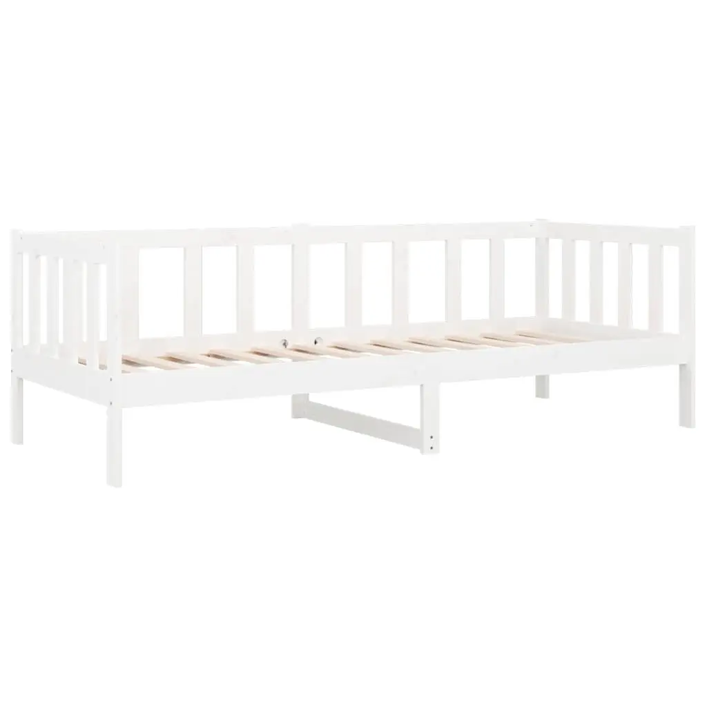 Day Bed Single White 90x190 cm Solid Pine Wood Frame Slatted Base