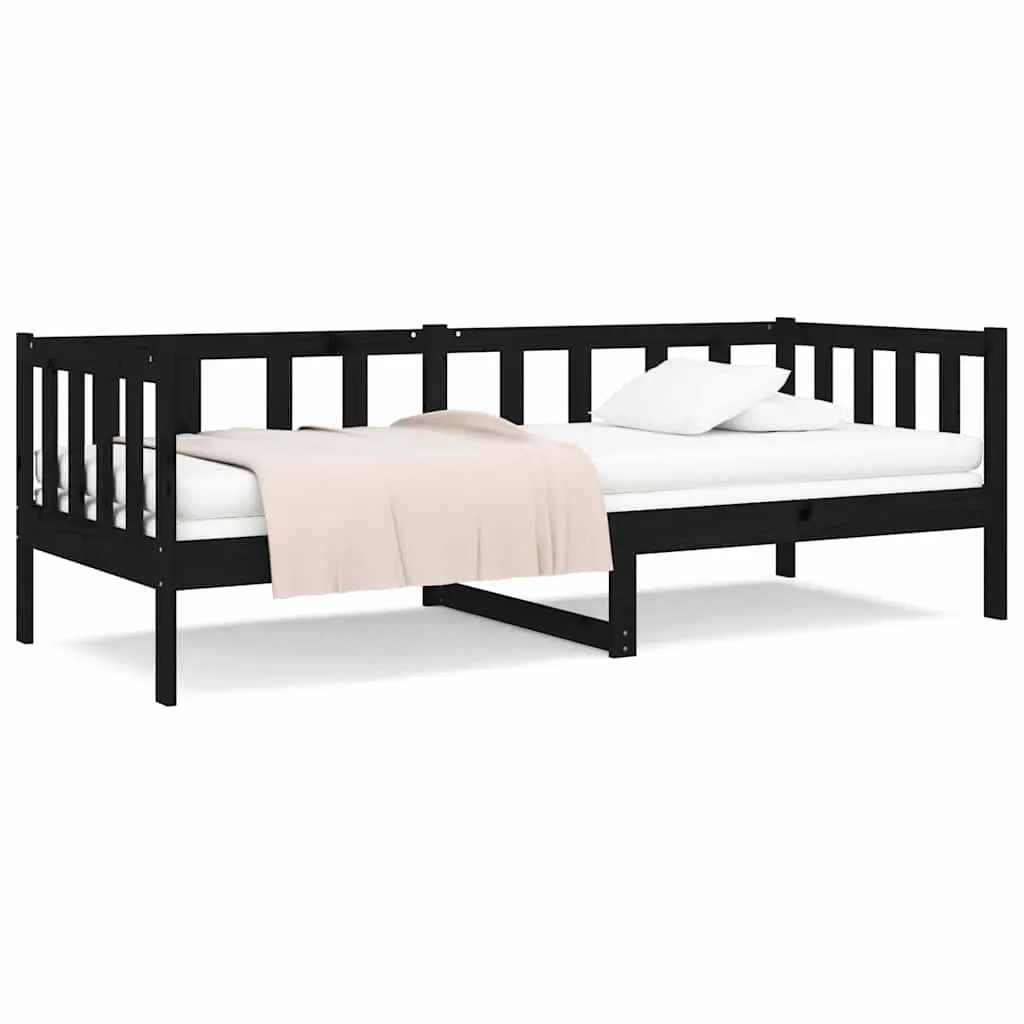 Day Bed Solid Pine Wood Frame Black 90x190cm Wooden Sofa Bed Slatted Base