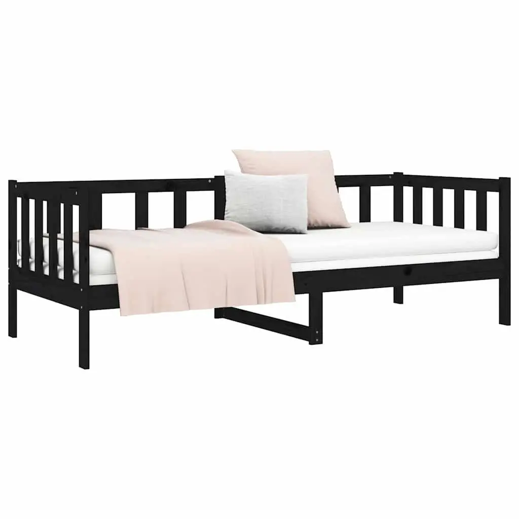 Day Bed Solid Pine Wood Frame Black 90x190cm Wooden Sofa Bed Slatted Base