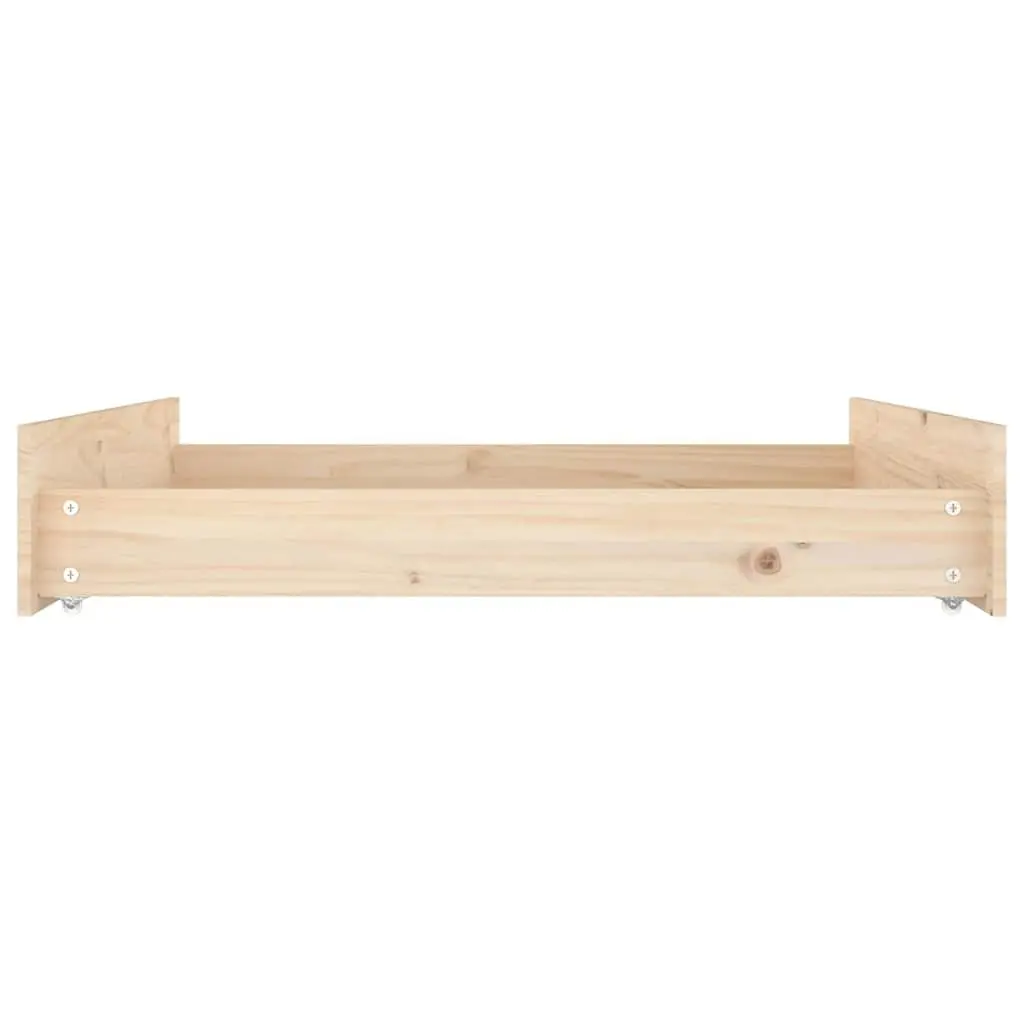 Under Bed Storage Drawers Solid Wood Pine Brown Bedroom Organiser 2 Piece