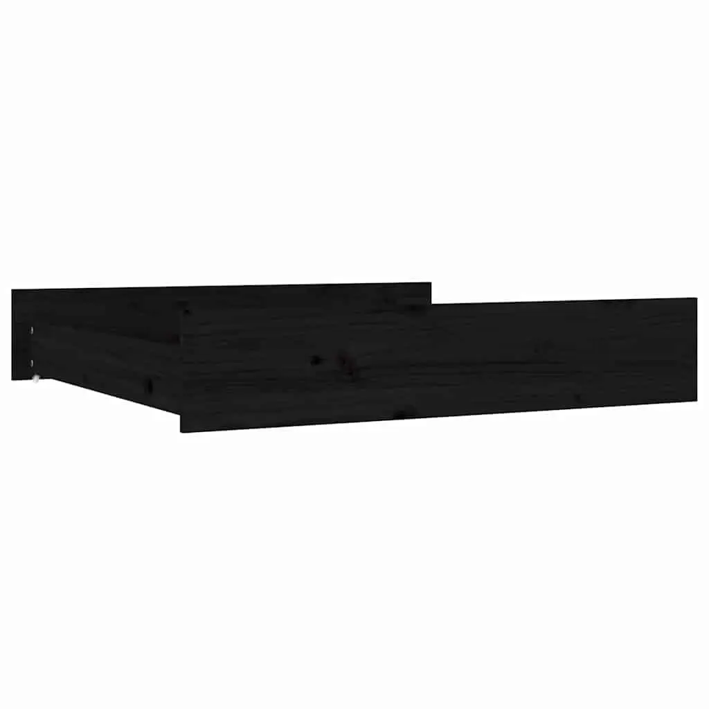 Under Bed Storage Drawers 2 Piece Black Solid Pine Wood with Wheels