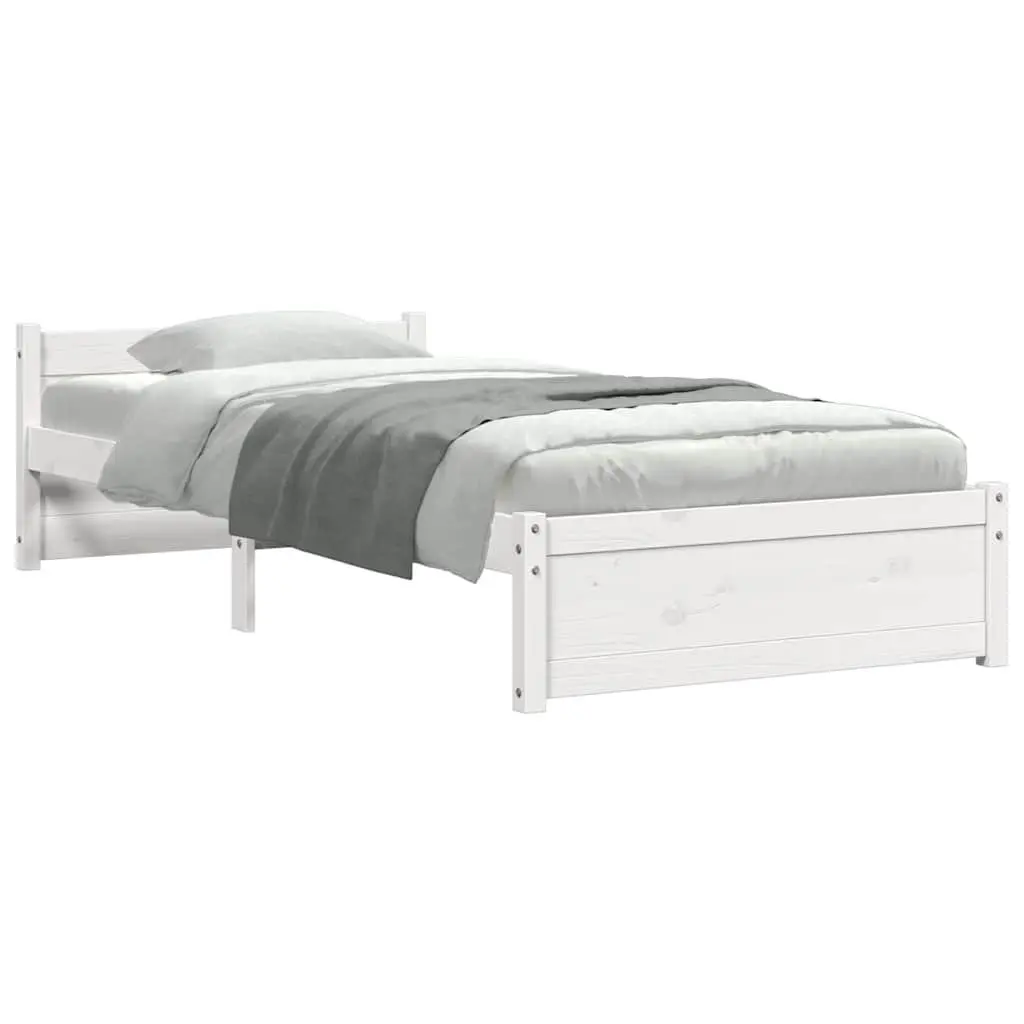 Solid Wood Bed Frame Single 90x190cm White