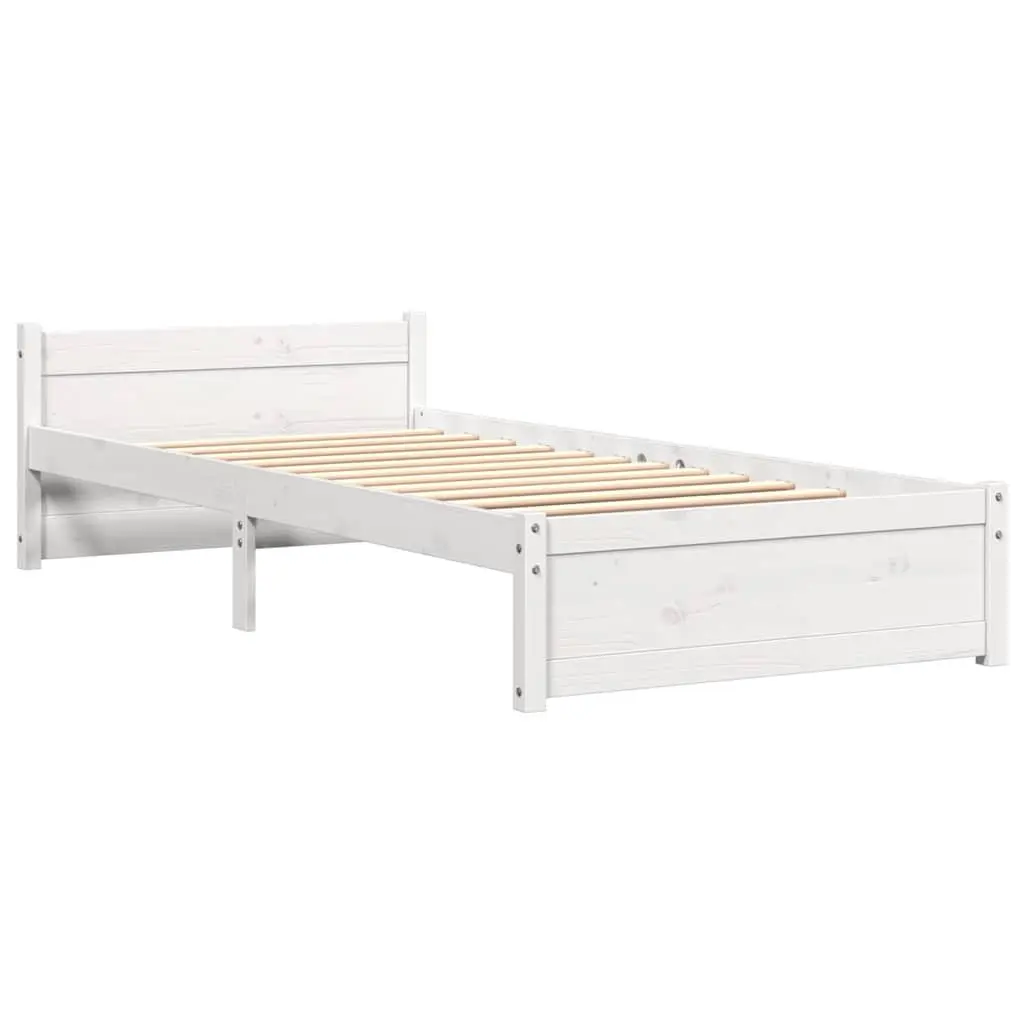 Solid Wood Bed Frame Single 90x190cm White