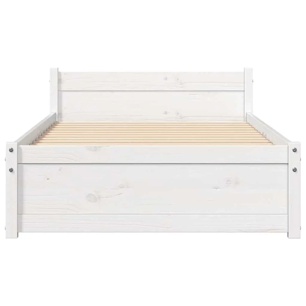 Solid Wood Bed Frame Single 90x190cm White