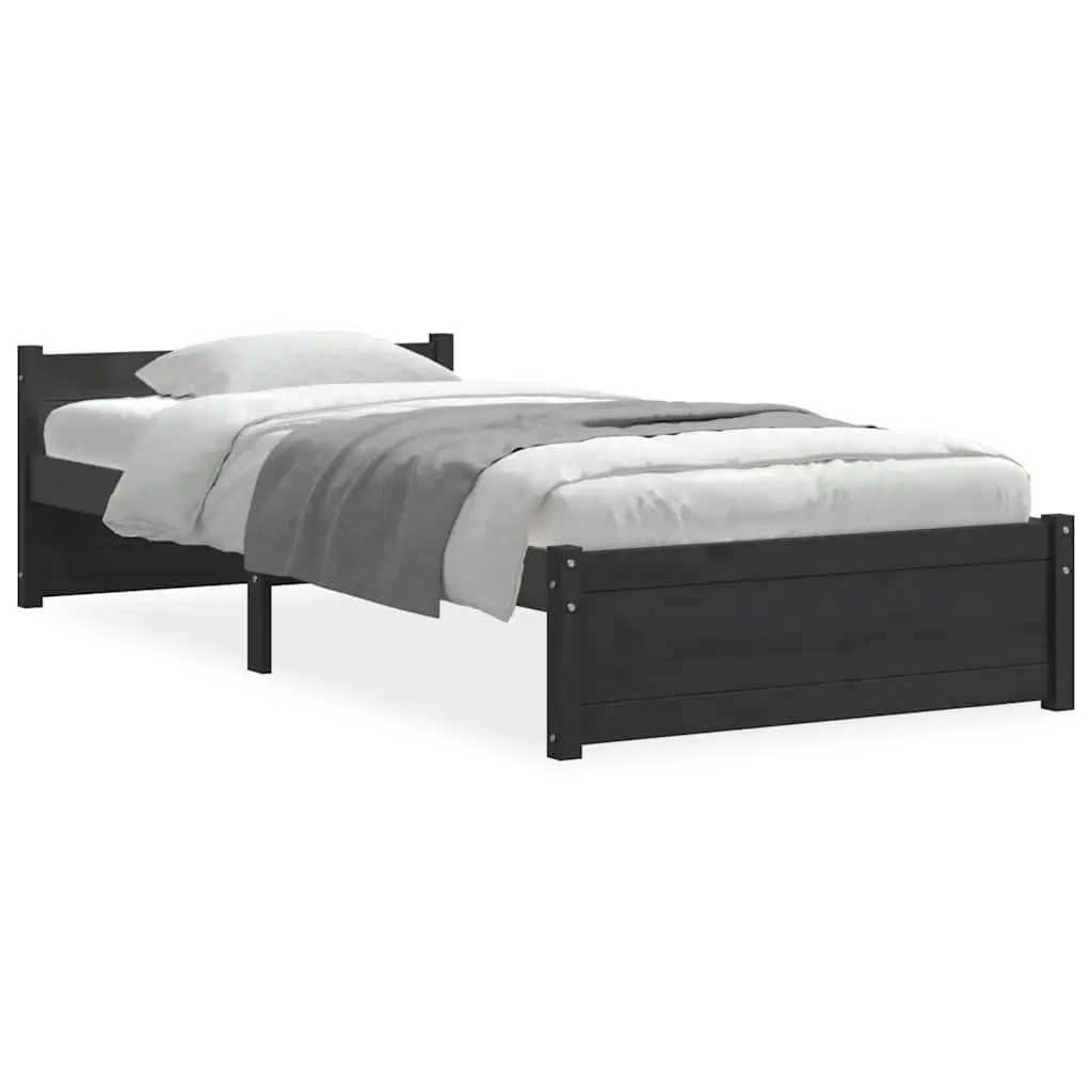 Black Bed Frame in Solid Pine Wood
