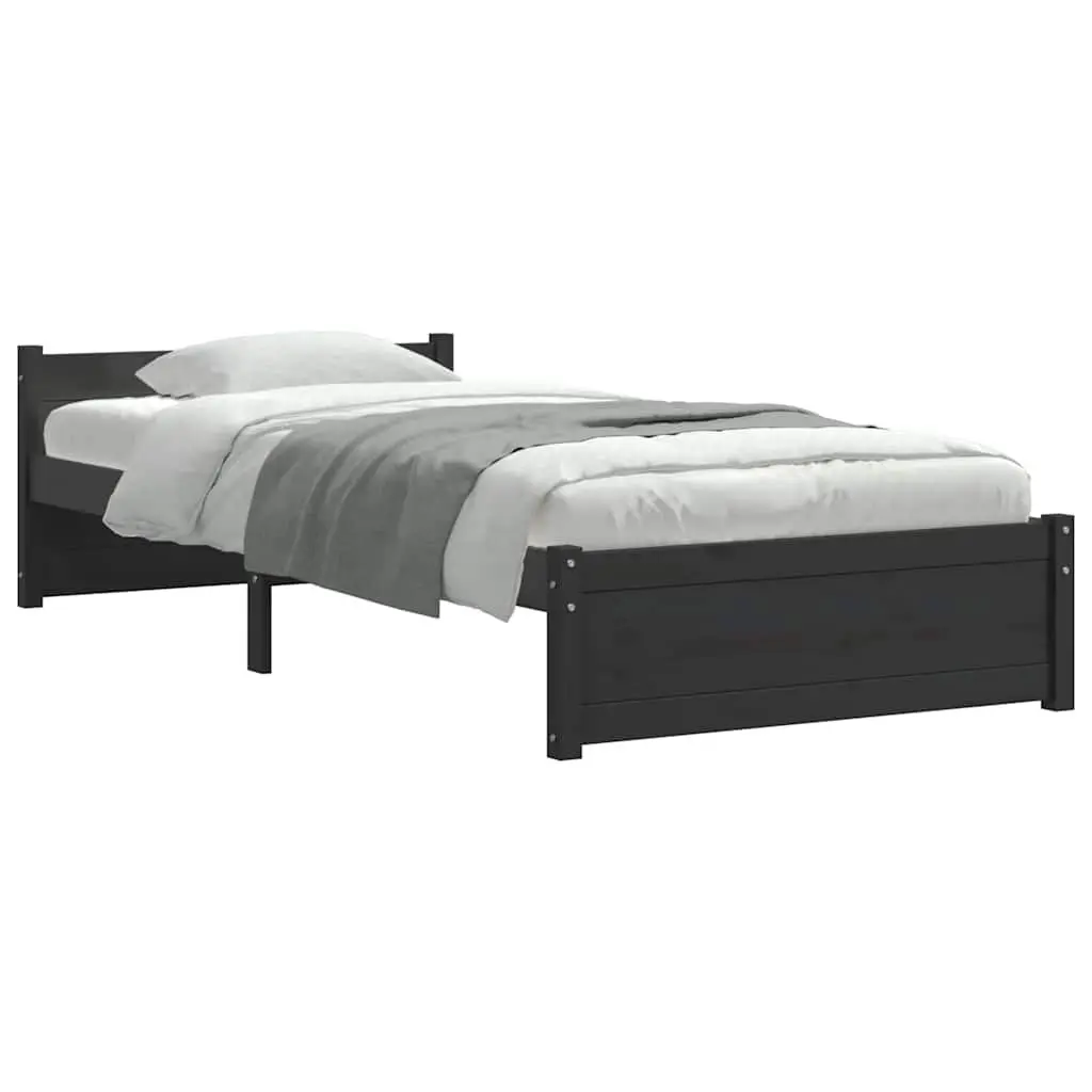 Black Bed Frame in Solid Pine Wood