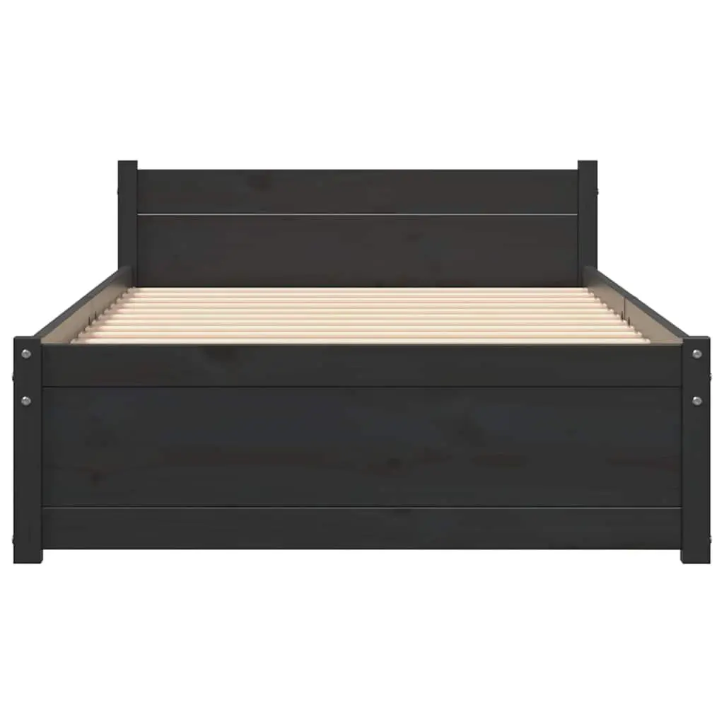 Black Bed Frame in Solid Pine Wood