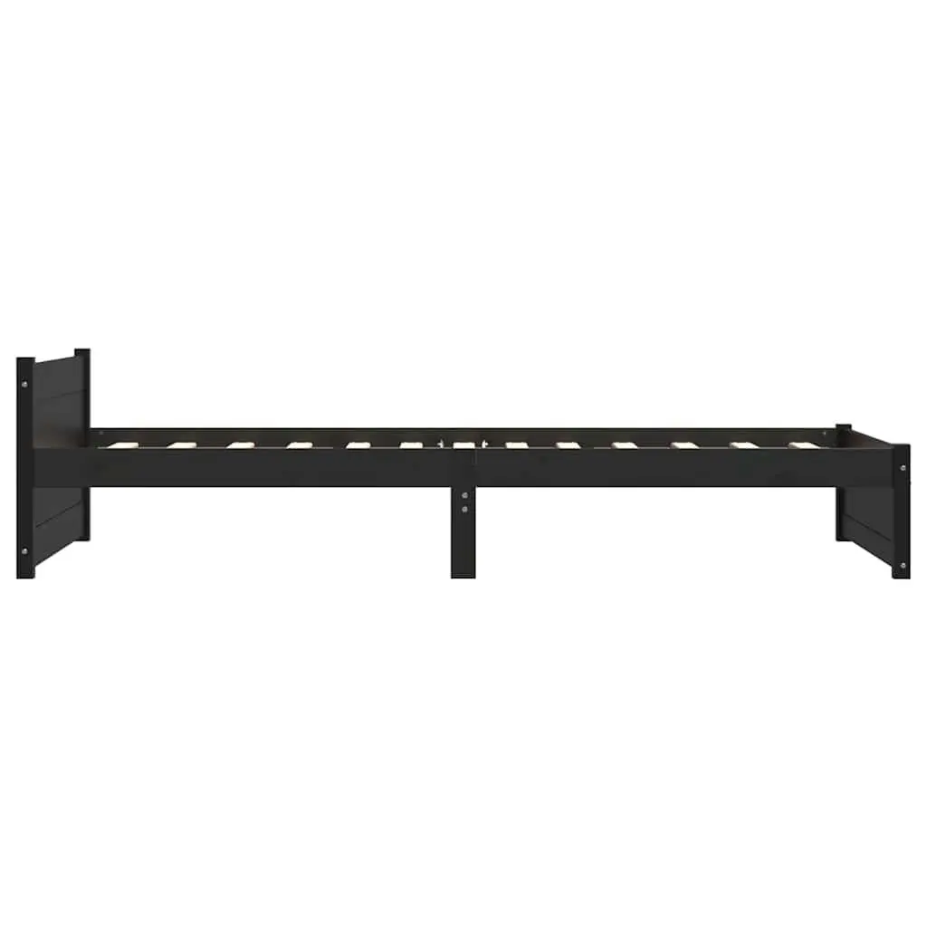 Black Bed Frame in Solid Pine Wood