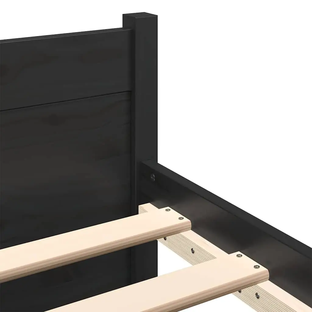 Black Bed Frame in Solid Pine Wood