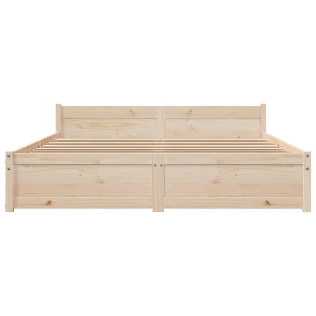 Solid Wood Bed Frame Slatted Base 135x190cm Brown
