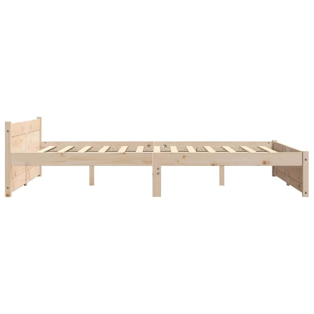 Solid Wood Bed Frame Slatted Base 135x190cm Brown