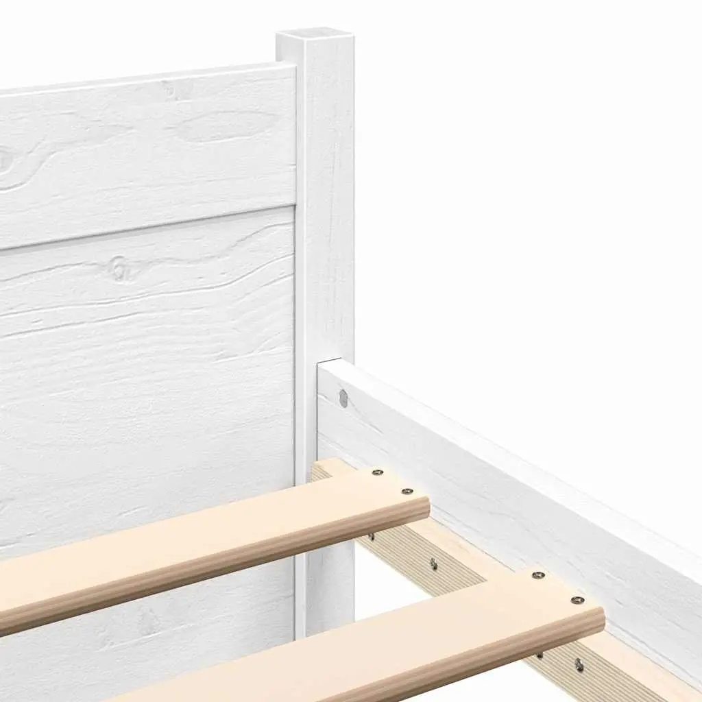 King Bed Frame 183x203cm White Solid Wood Slatted Base Bedroom Furniture