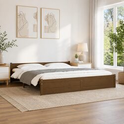 Practical King Bed Frame in Solid Pine Wood