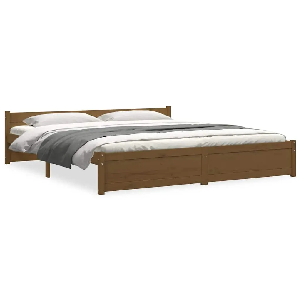 King Bed Frame Solid Wood Bedroom Furniture 183x203cm Honey Brown
