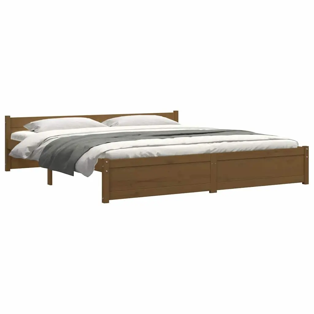 King Bed Frame Solid Wood Bedroom Furniture 183x203cm Honey Brown